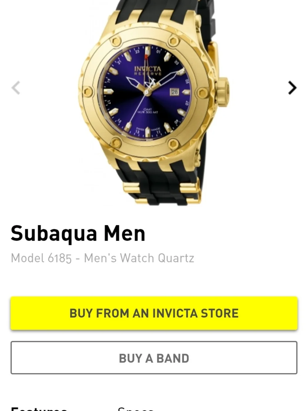 Invicta Subaqua Reserve Collection Gold-Tone and Blue Dial GMT Men's Watch